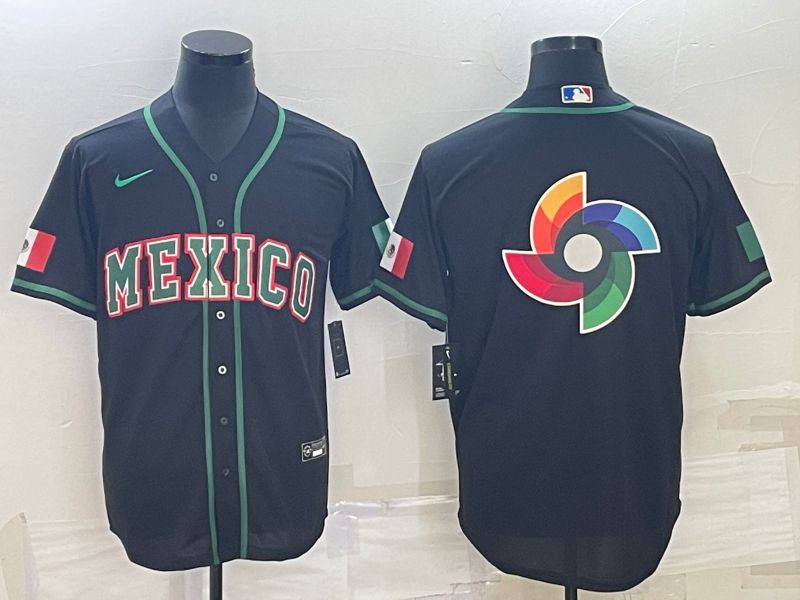 Men 2023 World Cub Mexico Blank Black Nike MLB Jersey3
